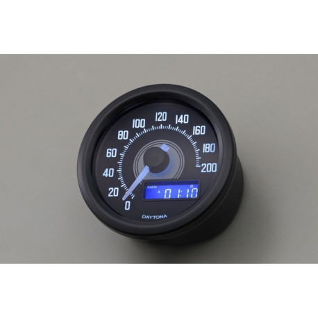 Compteur de vitesse noir 200 kmh Velona 60mm
