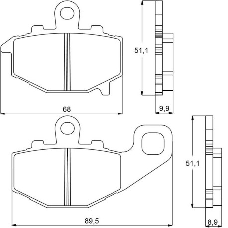 Plaquette De Frein arrière (ou avant suivant modèle) Accossato AGPP102 (dimensio