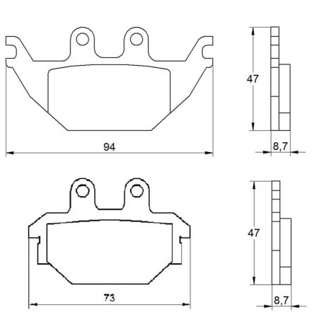Plaquette De Frein avant (ou arrière suivant modèle) Accossato AGPA173 (dimensio