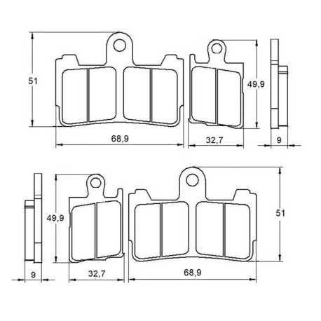 Plaquette De Frein avant (ou arrière suivant modèle) Accossato AGPA193 (dimensio