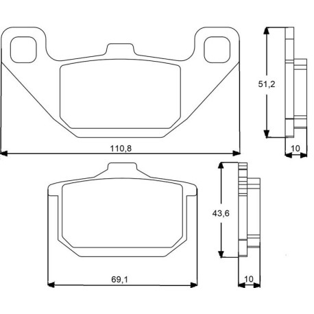 Plaquette De Frein avant (ou arrière suivant modèle) Accossato AGPA74 (dimension