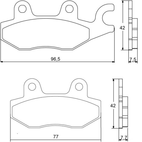 Plaquette De Frein avant (ou arrière suivant modèle) Accossato AGPA77 (dimension
