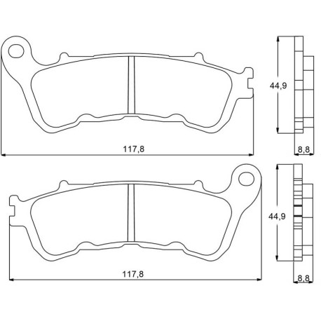 Plaquette De Frein avant (ou arrière suivant modèle) Accossato AGPA87 (dimension