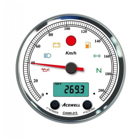 COMPTE TOUR VOLTMETRE/TEMPERATURE FOND LUMINEUX 210 KMH