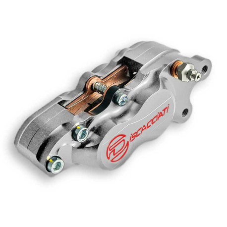 ETRIER DE FREIN AVANT AXIAL 4 PISTONS ARGENT DISCACCIATI