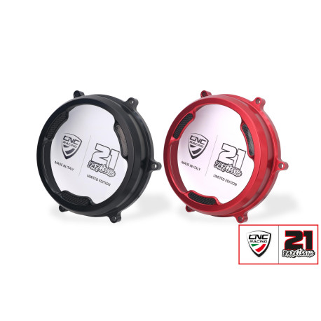 CARTER EMBRAYAGE TRANSPARENT AVEC INSERT CARBONE CNC RACING TROY BAYLISS