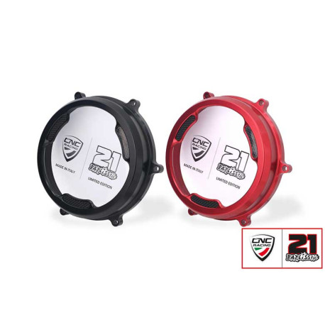 CARTER EMBRAYAGE TRANSPARENT AVEC INSERT CARBONE CNC RACING TROY BAYLISS