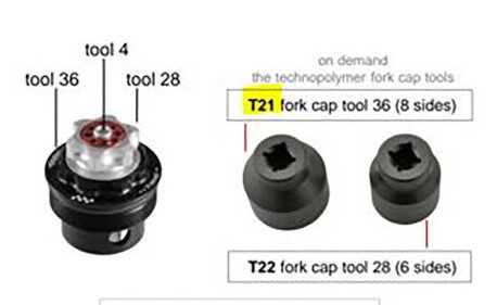 CLE DE REGLAGE BOUCHONS DE FOURCHE OCTOGONALE