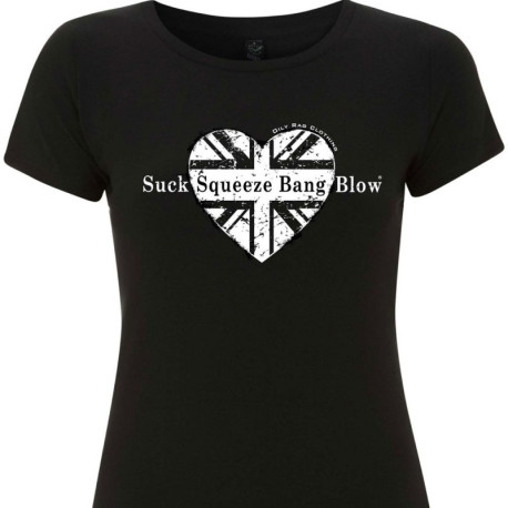CŒUR SUCK SQUEEZE BANG BLOW OILY RAG TEE SHIRT NOIR FEMME