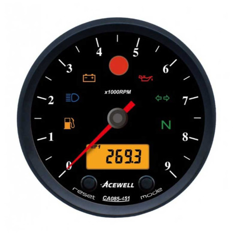 COMPTE TOUR VOLTMETRE/TEMPERATURE FOND LUMINEUX 260 KMH