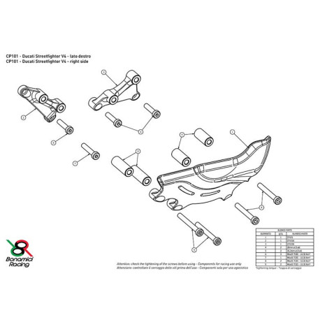 DUCATI STREETFIGHTER PROTECTION CARTER COTE DROIT ALU TAILLE MASSE BONAMICI
