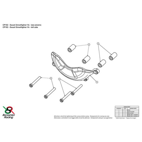 DUCATI STREETFIGHTER PROTECTION CARTER COTE GAUCHE ALU TAILLE MASSE BONAMICI