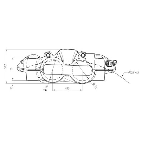 ETRIER MONOBLOC DROIT FORGE ENTRAXE 108