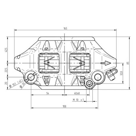 ETRIER MONOBLOC DROIT FORGE ENTRAXE 108