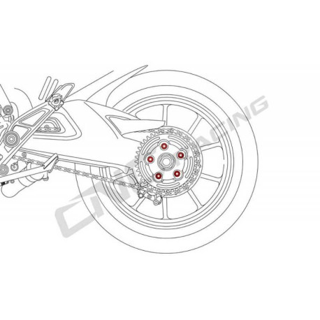 KIT ECROUS POUR BRIDE PORTE COURONNE 5 TROUS DUCATI