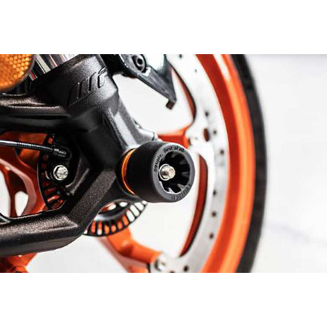 KTM 390 DUKE 2024+ ROULETTES DE PROTECTION ROUE AVANT EVOTECH