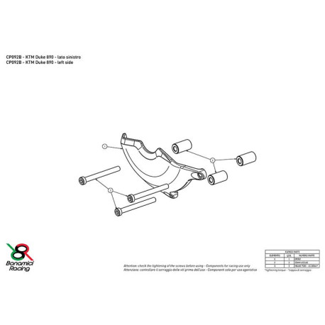 KTM 890 DUKE PROTECTION CARTER COTE GAUCHE ALU TAILLE MASSE BONAMICI