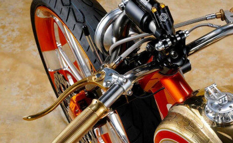 LEVIER D EMBRAYAGE KUSTOM TECH EN LAITON ET ALUMINIUM POLI