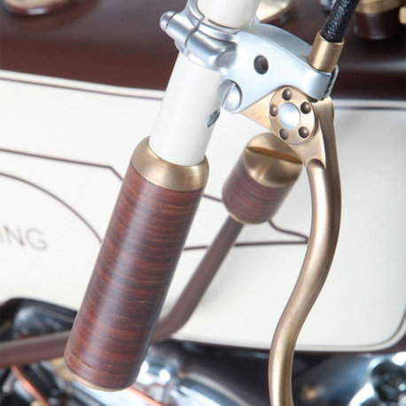 LEVIER DE FREIN KUSTOM TECH EN LAITON SATINE ET ALUMINIUM POLI