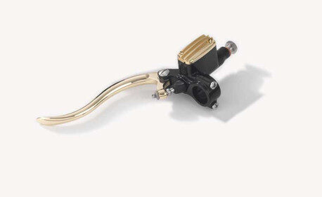 MAITRE CYLINDRE D EMBRAYAGE 14MM EN ALUMINIUM NOIR ET LAITON POLI