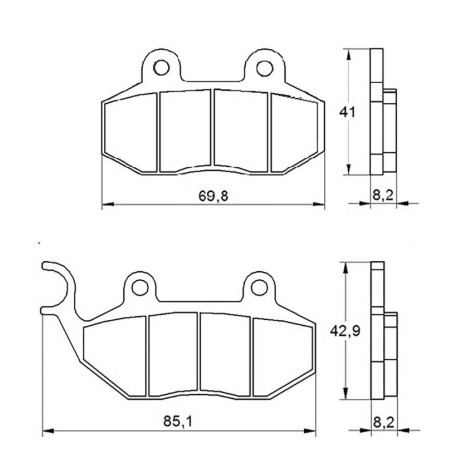 Plaquette De Frein avant (ou arrière suivant modèle) Accossato AGPA102 (dimensio