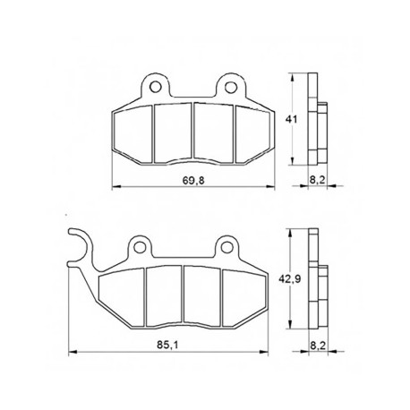 Plaquette De Frein avant (ou arrière suivant modèle) Accossato AGPA102 (dimensio