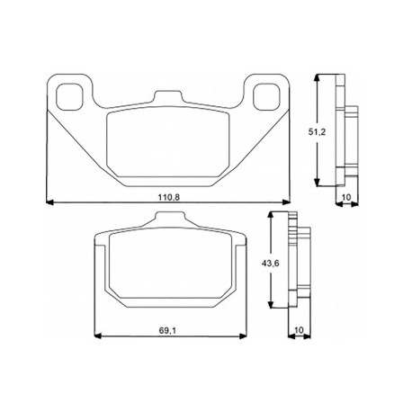 Plaquette De Frein avant (ou arrière suivant modèle) Accossato AGPA74 (dimension