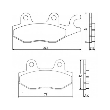 Plaquette De Frein avant (ou arrière suivant modèle) Accossato AGPA77 (dimension