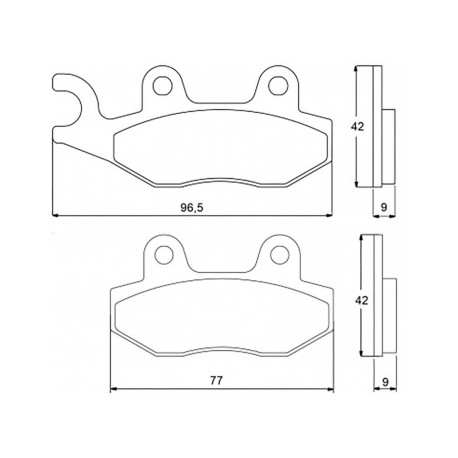 Plaquette De Frein avant (ou arrière suivant modèle) Accossato AGPA80 (dimension