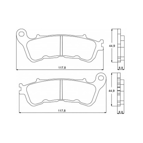 Plaquette De Frein avant (ou arrière suivant modèle) Accossato AGPA87 (dimension