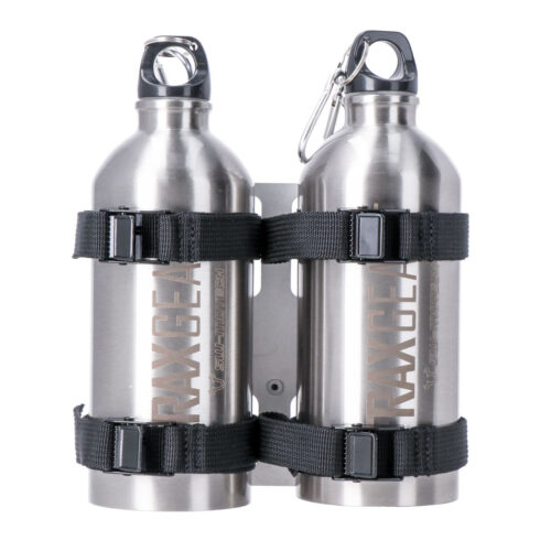 TRAX kit 2 gourdes avec support mâle 2 gourdes de 0,6 l, Acier Inox. Avec support mâle.