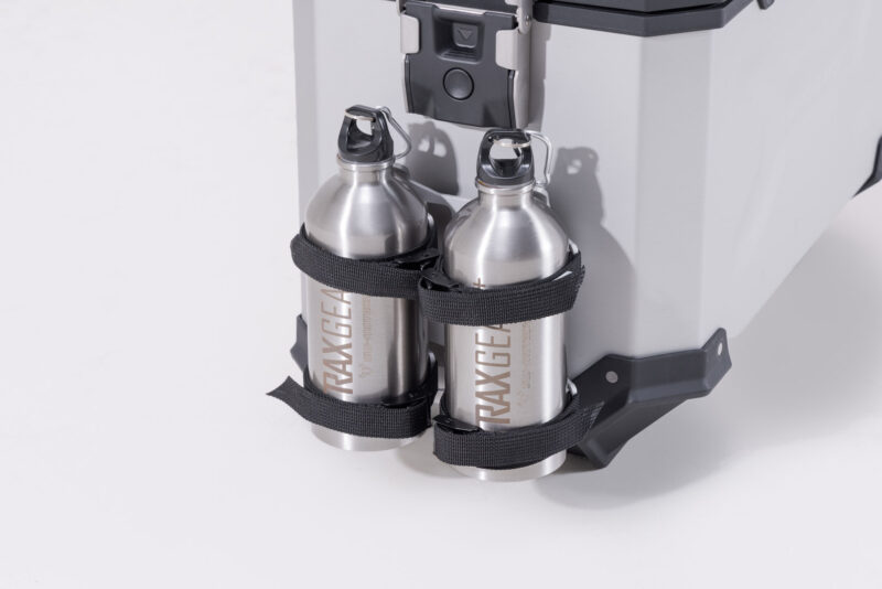 TRAX kit 2 gourdes avec support mâle 2 gourdes de 0,6 l, Acier Inox. Avec support mâle.