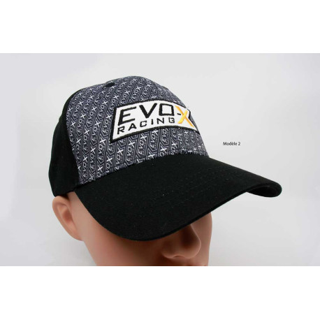 CASQUETTE EVO X LOGO NOIR FOND BLANC