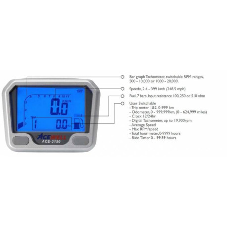 COMPTEUR DIGITAL ACEWELL MODELE 3150 TGB SILVER