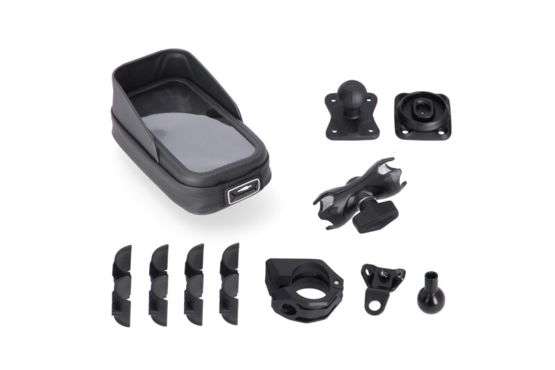 Kit Phone Case avec support universel Incl. bras 2 pouces. Pour guidon/fixation rétroviseur