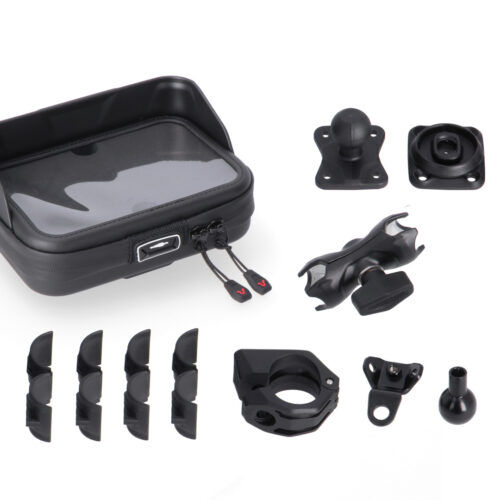 Kit Navi Case avec support universel Incl. bras 2 pouces. Pour guidon/fixation rétroviseur