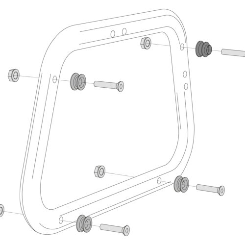 Kit dadaptation sur support de valises EVO Pour valises latérales AERO ABS. Pour 2 valises.