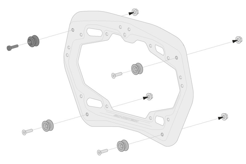 Kit dadaptation sur support latéral PRO Pour valises latérales AERO ABS. Pour 2 valises.