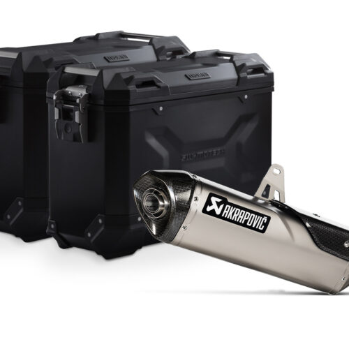 Kit valises en aluminium TRAX ADV + Akrapovic. 45/37 L Triumph Tiger 900 (19-23).