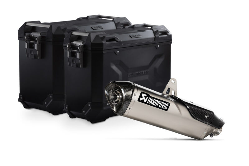 Kit valises en aluminium TRAX ADV + Akrapovic. 45/37 L Triumph Tiger 900 (19-23).