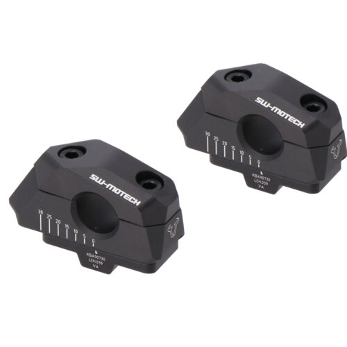 Réhausseur de guidon avec déport réglable pour Ø22 H=25mm. Recul de 5/10/15/20/25/30 mm.