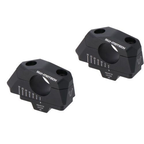 Réhausseur de guidon avec déport réglable pour Ø28 H=28mm. Recul de 5/10/15/20/25/30 mm.