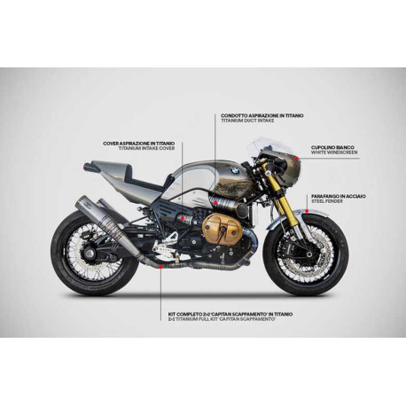 Ligne complète capitan scappamento titane 2 en 2 racing BMW R Nine T Zard