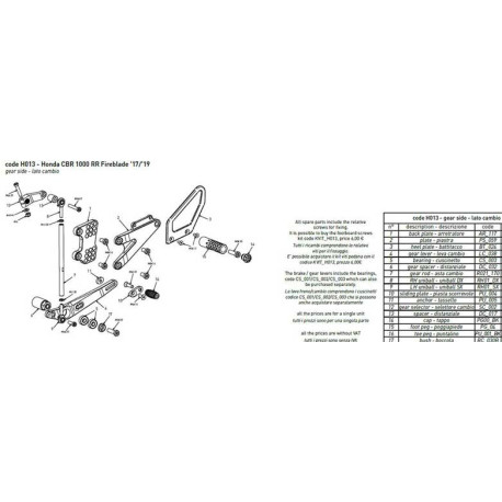 PARE TALON CARBONE COMMANDES RECULEES BONAMICI PIECE DETACHEE
