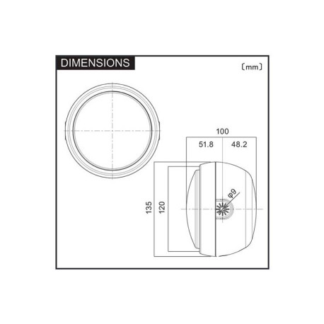 Phare chrome LED 135mm Daytona fixations latérales