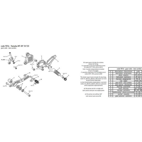 PLATINE COTE CADRE BONAMICI RACING PIECE DÉTACHÉE