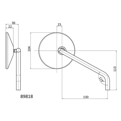 RETROVISEUR DAYTONA TYPE 10 MARU2 ROD ABS ET ALUMINIUM, vendu par paire homologu