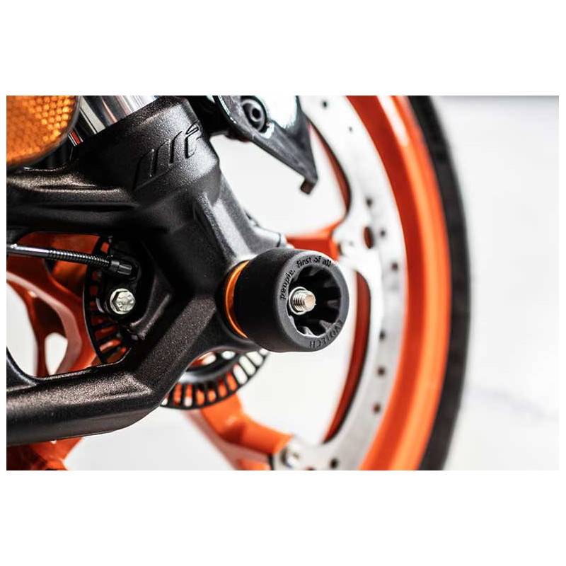 ROULETTE PROTECTION FOURCHE EVOTECH KTM 125 / 390 DUKE  24-25 AVEC ECROU EVOT