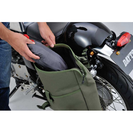 SACOCHE LATERALE MOTO VINTAGE KAKI ETANCHE DAYTONA 8L