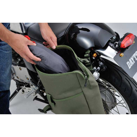 SACOCHE LATERALE MOTO VINTAGE KAKI ETANCHE DAYTONA 8L